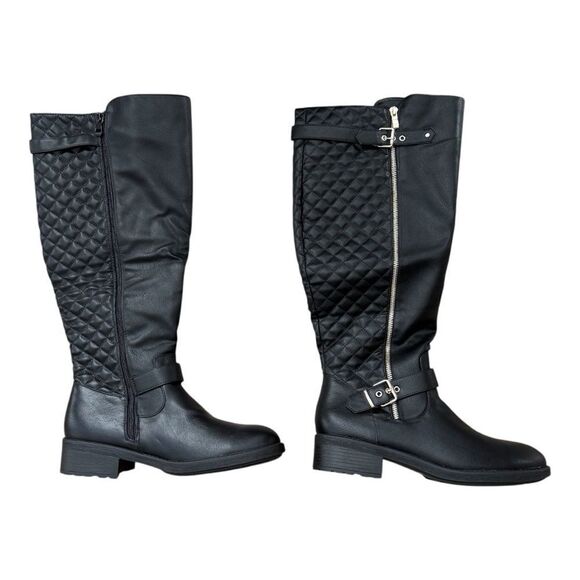 Dream Pairs Black Knee High Winter Boots Faux Fur Women’s Size 12 - Picture 1 of 12